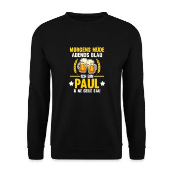 Paul - Unisex Pullover - Schwarz - Vorne - Alina (178cm) & Michal (187cm)