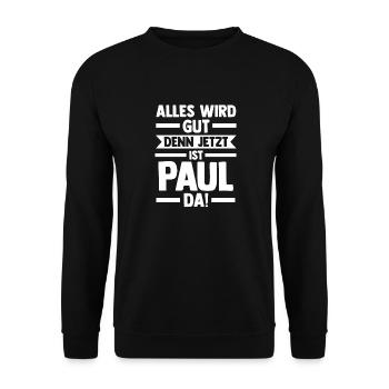 Paul - Unisex Pullover - Schwarz - Vorne - Alina (178cm) & Michal (187cm)