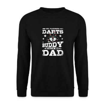 My darts buddy calls me Dad Papa - Unisex Sweatshirt - black - Front - Alina (178cm) & Michal (187cm)