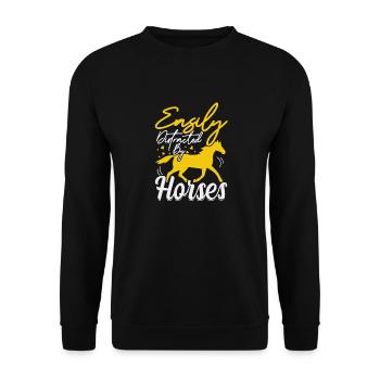 Easily Distracted by Horses - Unisex Sweatshirt - black - Front - Alina (178cm) & Michal (187cm)