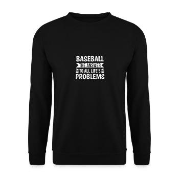 Le baseball La réponse à tous les problèmes de la vie - Sweat-shirt Unisexe - noir - Devant - Alina (178cm) & Michal (187cm)