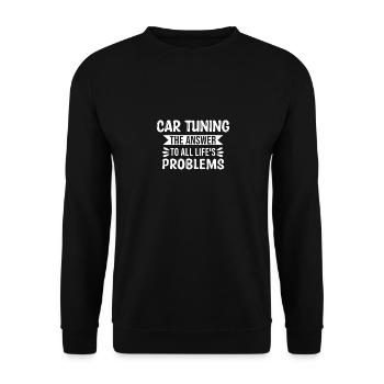 Autotuning Die Antwort auf alle Lebensprobleme - Unisex Pullover - Schwarz - Vorne - Alina (178cm) & Michal (187cm)