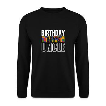 Uncle of the birthday boy Bauklötze - Unisex Sweatshirt - black - Front - Alina (178cm) & Michal (187cm)