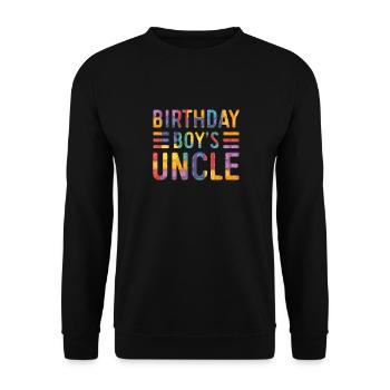 Uncle of the birthday boy Bauklötze - Unisex Sweatshirt - black - Front - Alina (178cm) & Michal (187cm)
