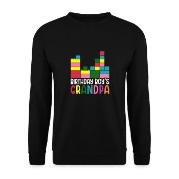 Birthday boy Grandpa building blocks - Unisex Sweatshirt - black - Front - Alina (178cm) & Michal (187cm)