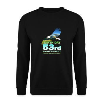 Nature Retro Green Design zum Earth Day 2023 - Unisex Pullover - Schwarz - Vorne - Alina (178cm) & Michal (187cm)