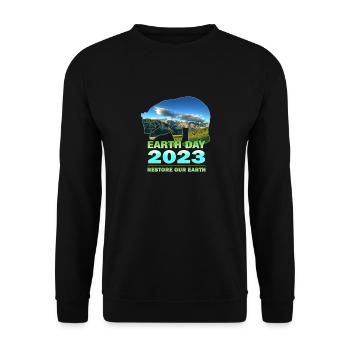 Stellen Sie unsere Erde für die Feierlichkeiten zum Earth Day 2023 wieder her - Unisex Pullover - Schwarz - Vorne - Alina (178cm) & Michal (187cm)