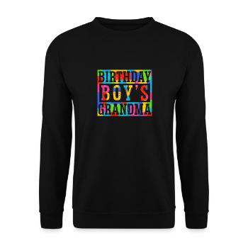 Geburtstagskinds Oma Bauklötze - Unisex Pullover - Schwarz - Vorne - Alina (178cm) & Michal (187cm)