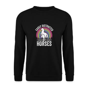 Easily Distracted by Horses - Unisex Sweatshirt - black - Front - Alina (178cm) & Michal (187cm)