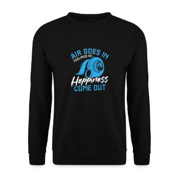 L’air entre Les sentiments de bonheur sortent! Réglage - Sweat-shirt Unisexe - noir - Devant - Alina (178cm) & Michal (187cm)