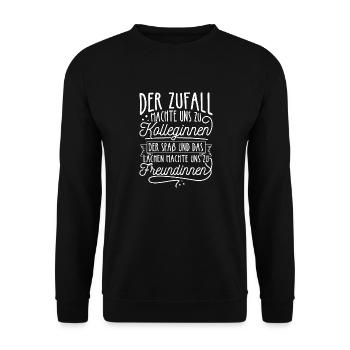 Freundschaft Arbeitskollegen Spaß Job Freundschaft - Unisex Pullover - Schwarz - Vorne - Alina (178cm) & Michal (187cm)