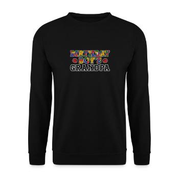 Geburtstagskind Opa Bauklötze - Unisex Pullover - Schwarz - Vorne - Alina (178cm) & Michal (187cm)