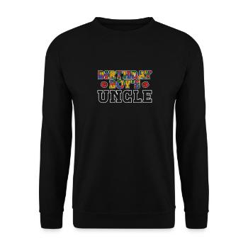 Uncle of the birthday boy Bauklötze - Unisex Sweatshirt - black - Front - Alina (178cm) & Michal (187cm)