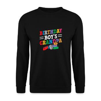 Birthday boy Grandpa building blocks - Unisex Sweatshirt - black - Front - Alina (178cm) & Michal (187cm)