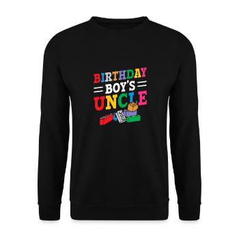 Uncle of the birthday boy Bauklötze - Unisex Sweatshirt - black - Front - Alina (178cm) & Michal (187cm)