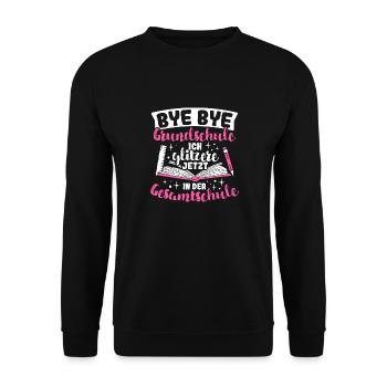 BYE BYE Grundschule ICH GLITZERE JETZT IN DER Gesa - Unisex Pullover - Schwarz - Vorne - Alina (178cm) & Michal (187cm)