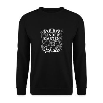 BYE BYE Grundschule ICH GLITZERE JETZT IN DER Schu - Unisex Pullover - Schwarz - Vorne - Alina (178cm) & Michal (187cm)