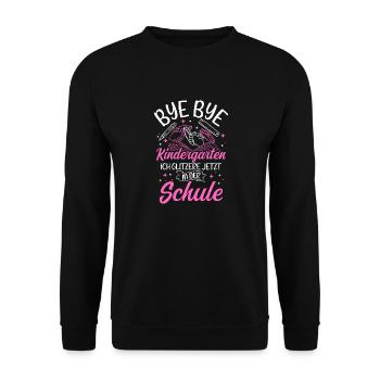 BYE BYE Grundschule ICH GLITZERE JETZT IN DER Schu - Unisex Pullover - Schwarz - Vorne - Alina (178cm) & Michal (187cm)