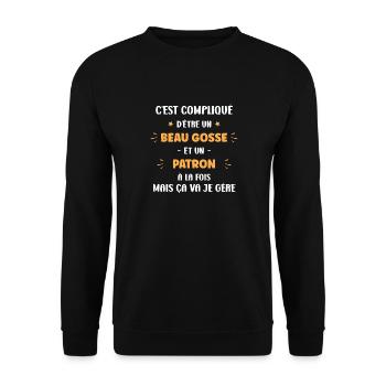 patron - Sweat-shirt Unisexe - noir - Devant - Alina (178cm) & Michal (187cm)