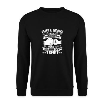 Vater und Tochter Partnerlook Papa Vatertag - Unisex Pullover - Schwarz - Vorne - Alina (178cm) & Michal (187cm)