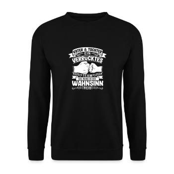 Vater und Tochter Partnerlook Papa Vatertag - Unisex Pullover - Schwarz - Vorne - Alina (178cm) & Michal (187cm)