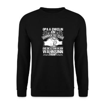 Enkelin & Opa Spruch Geschenk Lustiges - Unisex Pullover - Schwarz - Vorne - Alina (178cm) & Michal (187cm)