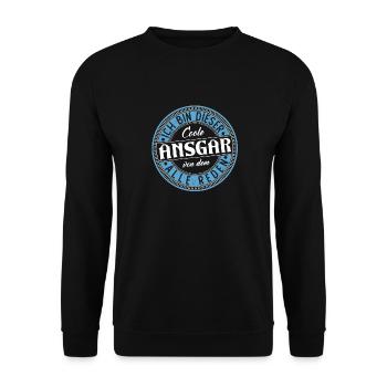 Ansgar Geschenkidee Geschenk Geburtstag - Unisex Pullover - Schwarz - Vorne - Alina (178cm) & Michal (187cm)