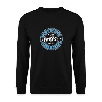Andre Geschenkidee Geschenk Geburtstag - Unisex Pullover - Schwarz - Vorne - Alina (178cm) & Michal (187cm)