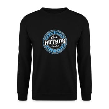 Arthur Geschenkidee Geschenk Geburtstag - Unisex Pullover - Schwarz - Vorne - Alina (178cm) & Michal (187cm)
