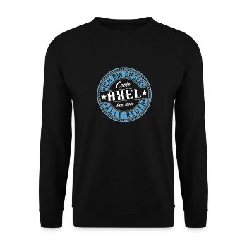 Axel Geschenkidee Geschenk Geburtstag - Unisex Pullover - Schwarz - Vorne - Alina (178cm) & Michal (187cm)