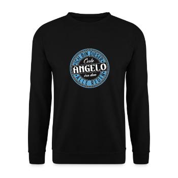 Angelo Geschenkidee Geschenk Geburtstag - Unisex Pullover - Schwarz - Vorne - Alina (178cm) & Michal (187cm)