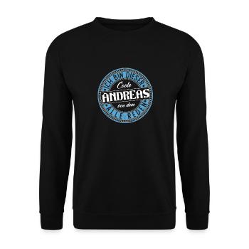 Andreas Geschenkidee Geschenk Geburtstag - Unisex Pullover - Schwarz - Vorne - Alina (178cm) & Michal (187cm)