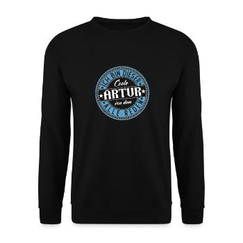 Artur Geschenkidee Geschenk Geburtstag - Unisex Pullover - Schwarz - Vorne - Alina (178cm) & Michal (187cm)
