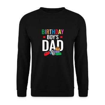 Father of birthday boy builds building blocks - Unisex Sweatshirt - black - Front - Alina (178cm) & Michal (187cm)