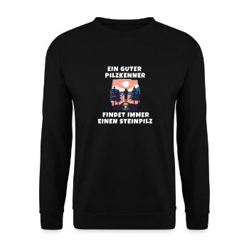 Ein guter Pilzkenner findet immer einen Steinpilz - Unisex Pullover - Schwarz - Vorne - Alina (178cm) & Michal (187cm)
