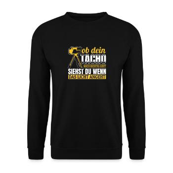 Tuning - Ob Dein Tacho Richtig Geht - PS Liebhaber - Unisex Pullover - Schwarz - Vorne - Alina (178cm) & Michal (187cm)