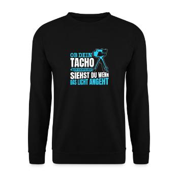 Tuning - Ob Dein Tacho Richtig Geht - PS Liebhaber - Unisex Pullover - Schwarz - Vorne - Alina (178cm) & Michal (187cm)