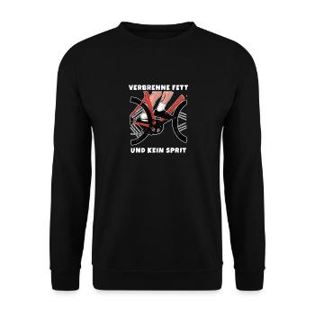 Verbrenne Fett und kein Sprit Eine nachhaltige Art - Unisex Pullover - Schwarz - Vorne - Alina (178cm) & Michal (187cm)