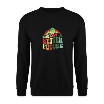 Grow A Better Future - Vintage Classic Retro - Unisex Sweatshirt - black - Front - Alina (178cm) & Michal (187cm)