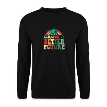 Earth Day Vintage Design Grow A Better Future - Unisex Sweatshirt - black - Front - Alina (178cm) & Michal (187cm)