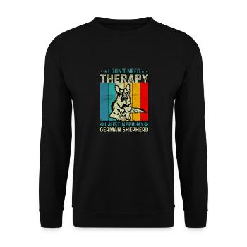 Ich brauche keine Therapie, ich brauche nur meinen Schäferhund - Unisex Pullover - Schwarz - Vorne - Alina (178cm) & Michal (187cm)