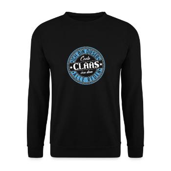Claas Geschenkidee Geschenk Geburtstag - Unisex Pullover - Schwarz - Vorne - Alina (178cm) & Michal (187cm)