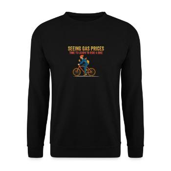 Voir les prix de l’essence apprendre à rouler à vélo Jeu de mots gonflable - Sweat-shirt Unisexe - noir - Devant - Alina (178cm) & Michal (187cm)