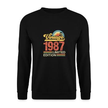 1987 - Unisex Pullover - Schwarz - Vorne - Alina (178cm) & Michal (187cm)