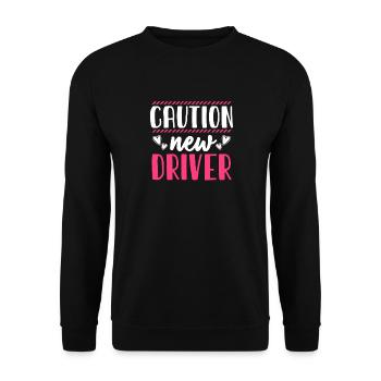Caution Driver Driving School Driving Lessons Driving Licence - Unisex Sweatshirt - black - Front - Alina (178cm) & Michal (187cm)