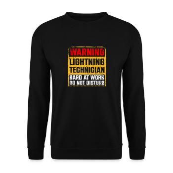 Warning Lightning Technician At Work - Unisex Pullover - Schwarz - Vorne - Alina (178cm) & Michal (187cm)