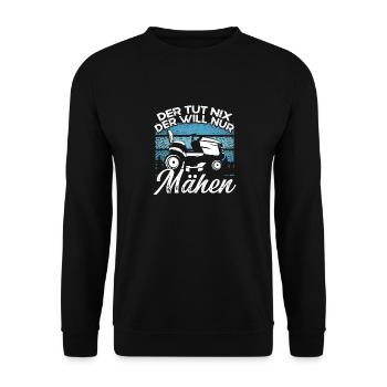 Rasentraktor & Aufsitzmäher Spruch für Gärtner - Unisex Pullover - Schwarz - Vorne - Alina (178cm) & Michal (187cm)