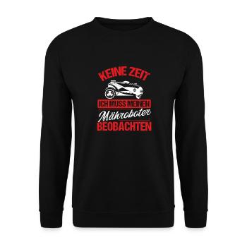 Rasenroboter & Mähroboter Spruch für Gärtner - Unisex Pullover - Schwarz - Vorne - Alina (178cm) & Michal (187cm)