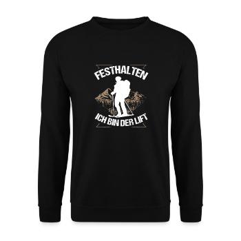 Lustiger Tourengeher Skitour Skitouren Tourenski - Unisex Pullover - Schwarz - Vorne - Alina (178cm) & Michal (187cm)