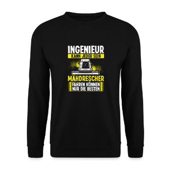 Lustiger Mähdrescher fahren Spruch Landwirt - Unisex Pullover - Schwarz - Vorne - Alina (178cm) & Michal (187cm)